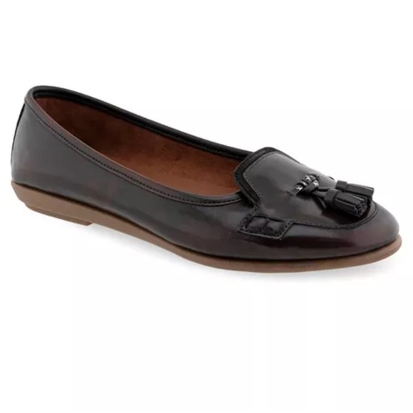 AEROSOLES Women's Brooks Tassel Ballet Flats 8W Tan Combo New W/Box - Picture 1 of 11